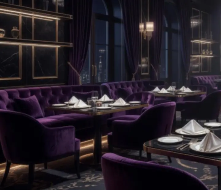 Gourmet fine dining fogások és luxus kaszinó étterem enteriőr a Boro Spajtában